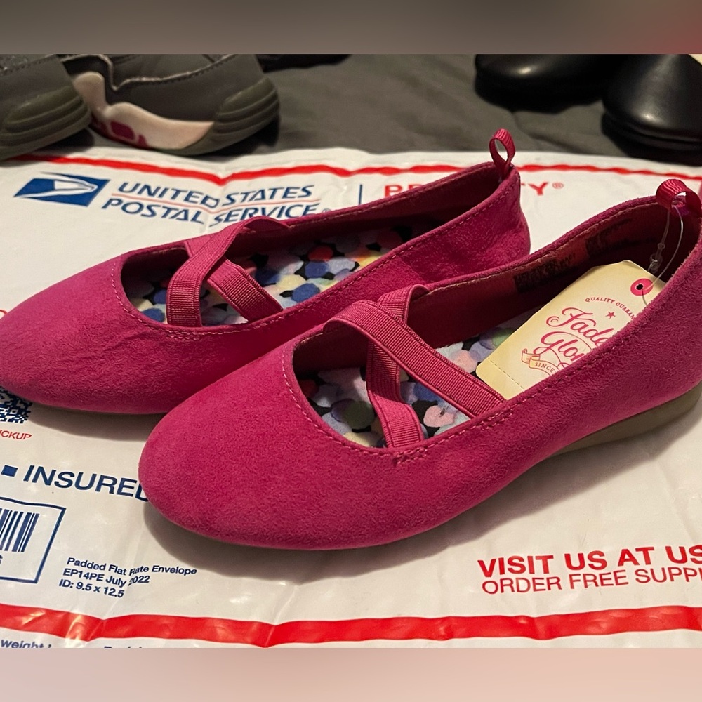 Girls, dark rose colored, Faded Glory, ballet flats, size 9